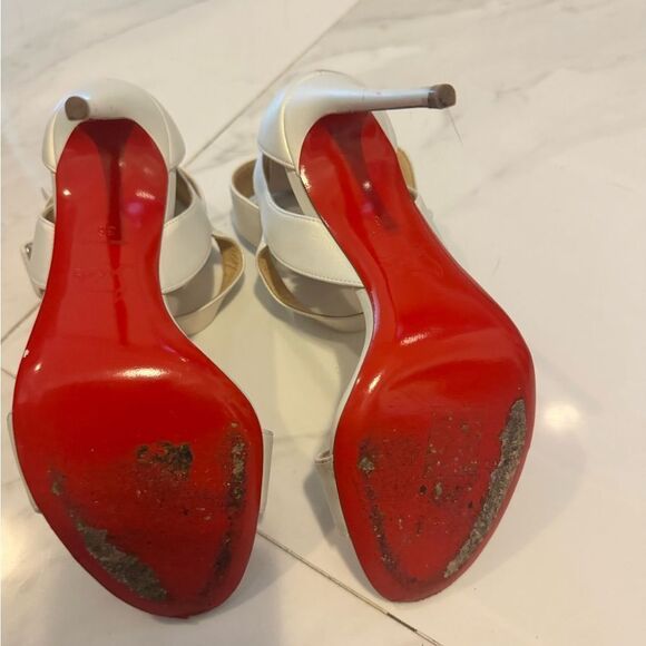 Christian Louboutin White Stiletto Heels with Peep-Toe style is Multipot - Picture 9 of 11